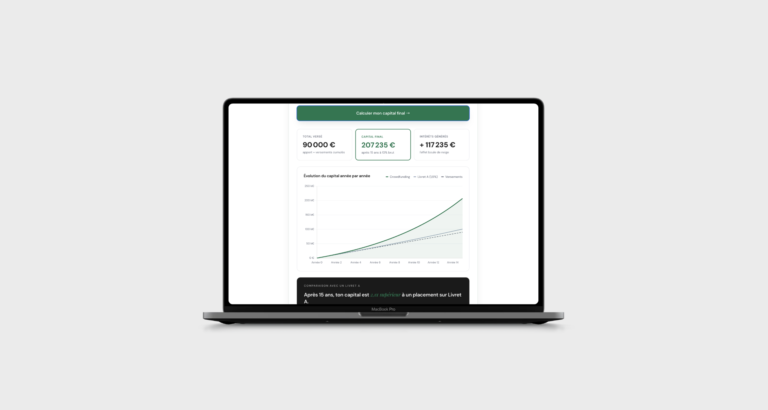 Interface du simulateur d'intérêts composés d'EvasionHomes, permettant aux propriétaires de visualiser la croissance et la capitalisation de leurs revenus locatifs à long terme.